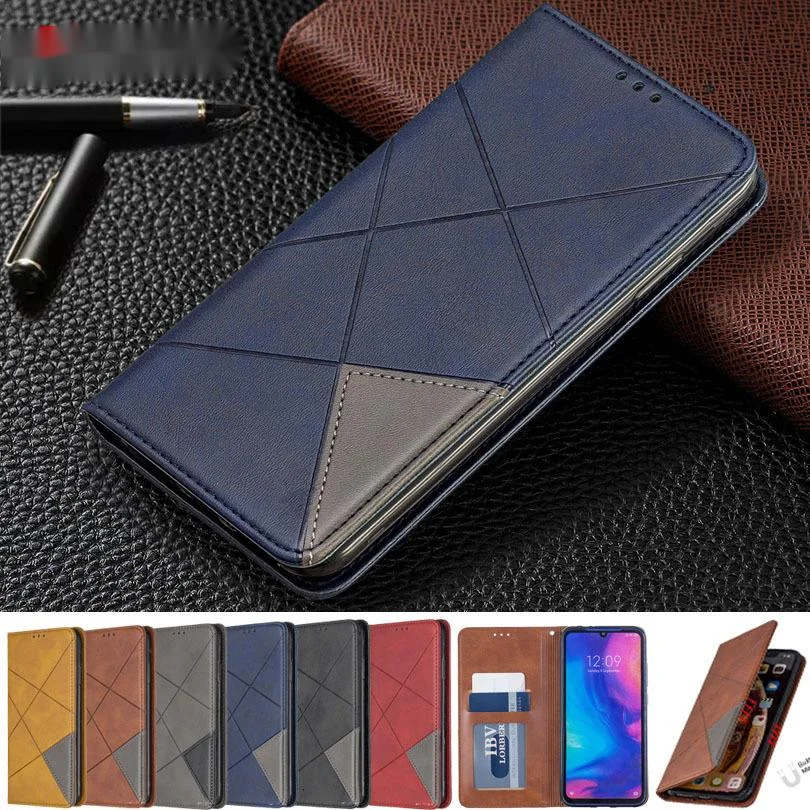 

Geometric Leather Flip Case For RedMi Note 8 Pro 8T 8Pro 9 9S 9C 9A 9Pro 10 10S Wallet Cover For XiaoMi Poco X3 NFC M3 10T Cases