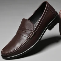 2021 fashion men leather dress shoes handmade classics brown black slip on wedding office business formal oxfords shoes for male
