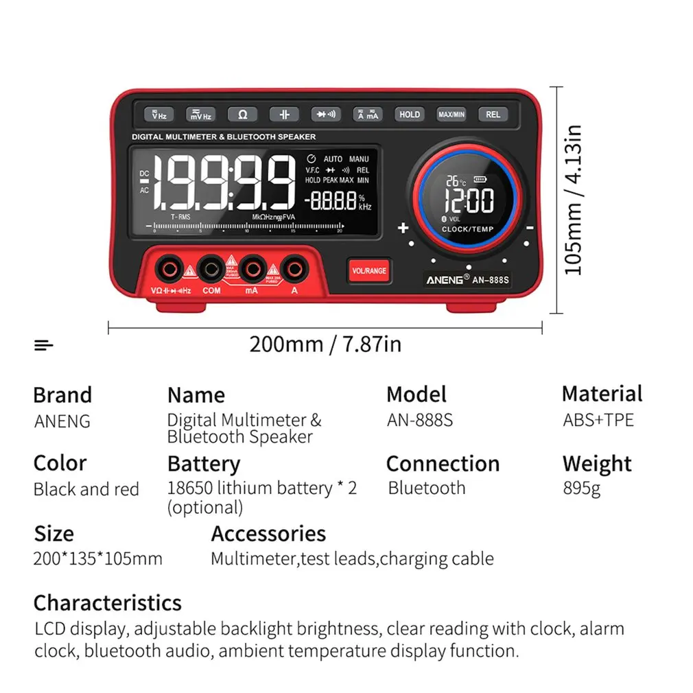 

ANENG Digital Multimeter Multi-function Desktop LCD Display Multimeter 19999 Automatic Range for Counting Display