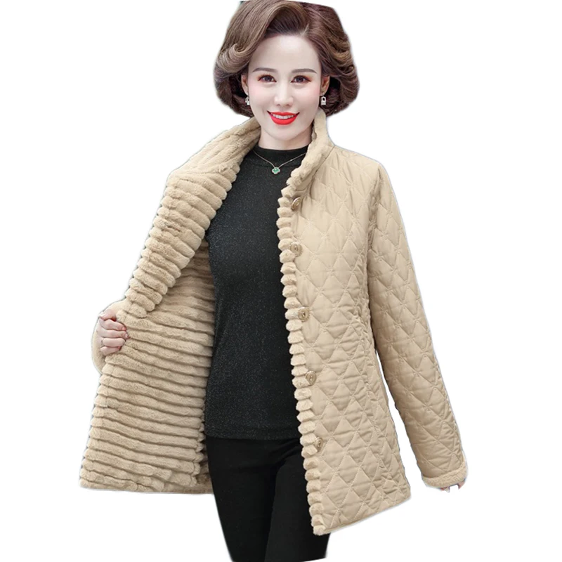 

Женская короткая парка из хлопка и кашемира, батальных размеров