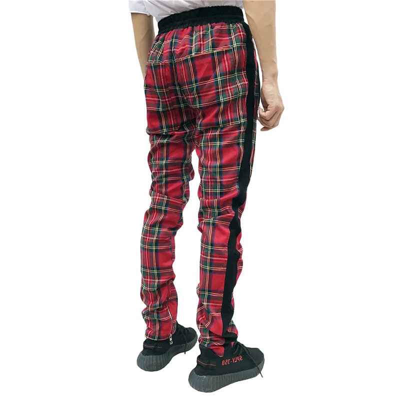 Брюки мужские джоггеры Шотландия полосатый узор шнурок лодыжки молнии