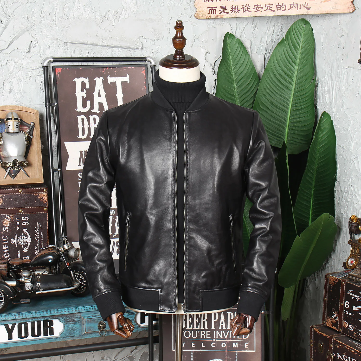 

Куртка мужская из кожи Халяль, тонкая овечья светильник, легкая бейсбольная куртка разного размера, большие размеры, на весну и осень