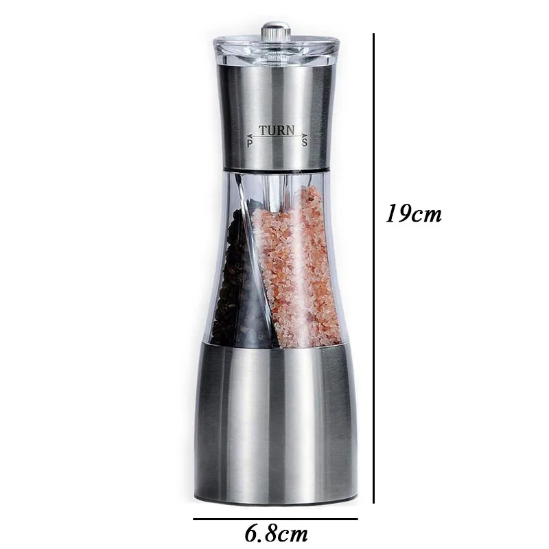 

2 IN 1 Stainless Steel Mills Manual Salt Pepper Mill Seasoning Kitchen Tools Pepper Grinder Grinding For Cooking Restaurants