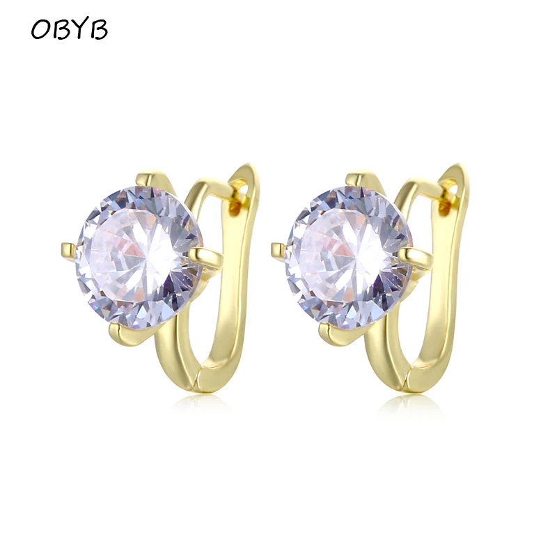 

OBYB Fashion Lobuck Hoop Earrings for Women Luxury Prong Setting Big Crystal Rhinestone Indian Jewelry Earrings 2021 Trendy New