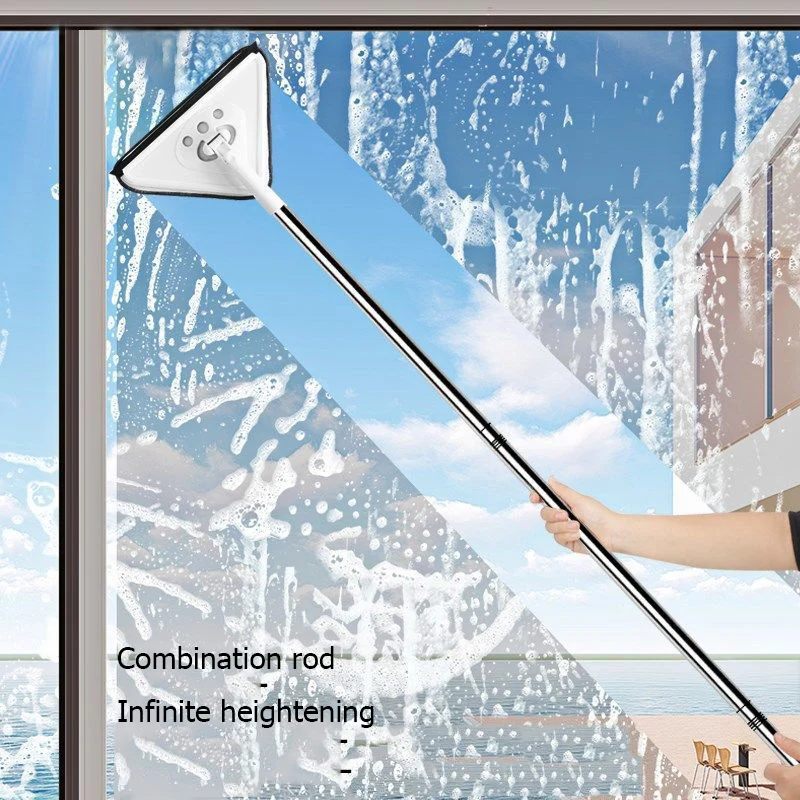 

Multifunctional flat mop for cleaning windows, retractable triangular glass wiper, double-sided window cleaning brush