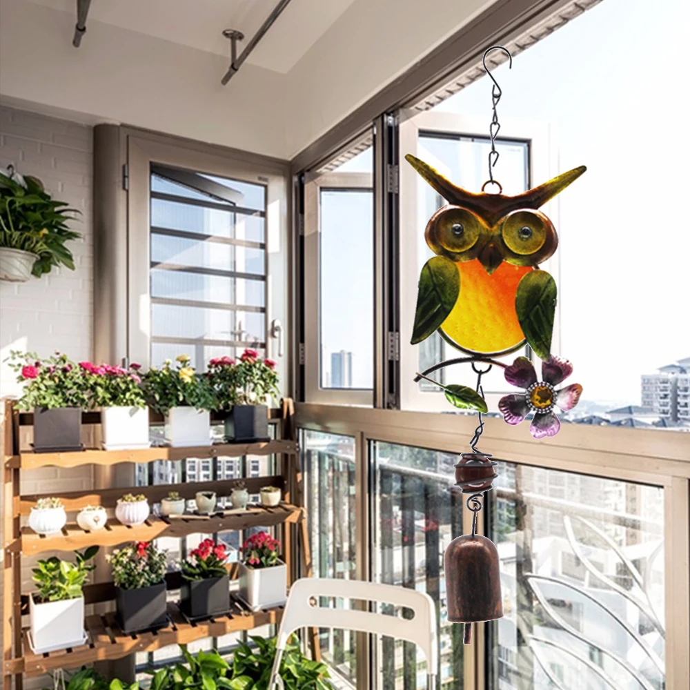 Европейский Стиль Окна Балкон Сова Декор колокольчики двора дома настенные