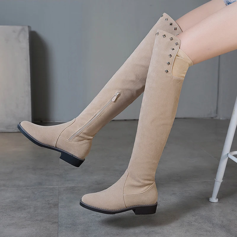 Женские эластичные сапоги из искусственной замши размеры 34 43|Ботфорты| |