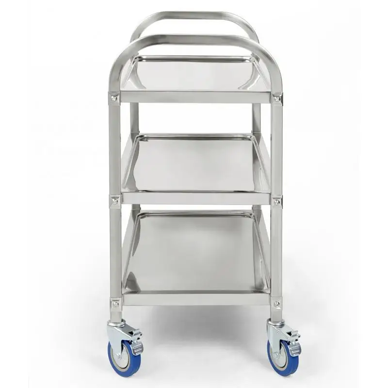 

Removable Stainless Steel Trolley Cart for Catering Hotel Restaurant Wheeled 3Tier Storage Rack Shelf Trolley with PVC Wheel HWC