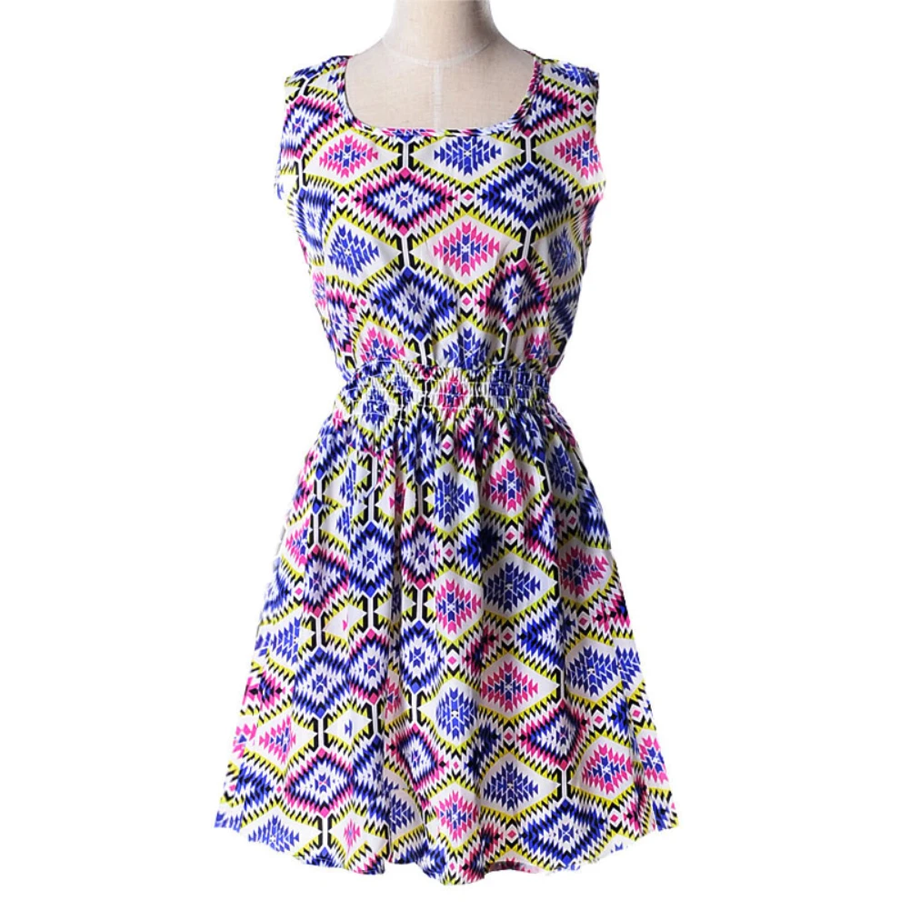 Модный летний пляжный Шифоновый Сарафан без рукавов с цветочным принтом и