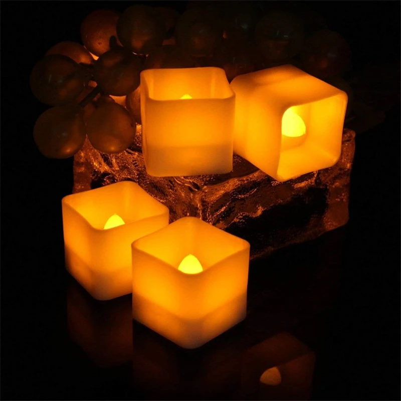 12 Светодиодный беспламенный свечи Tealight с таймером электрические мерцающие на
