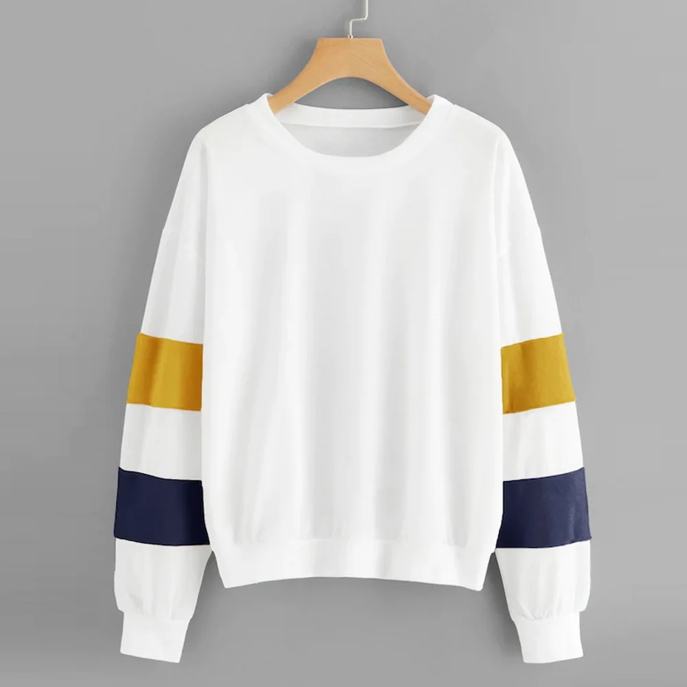 Loozykit женские свободные удобные толстовки Colorblocking пуловер Толстовка модный