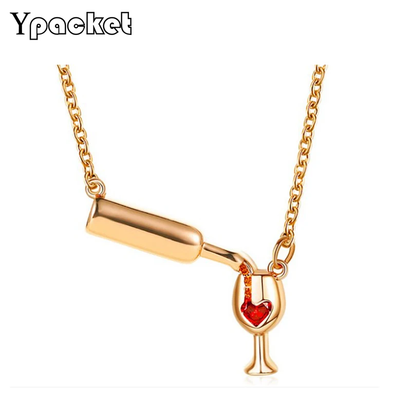 Женское колье с кулоном в виде бутылки вина | Украшения и аксессуары