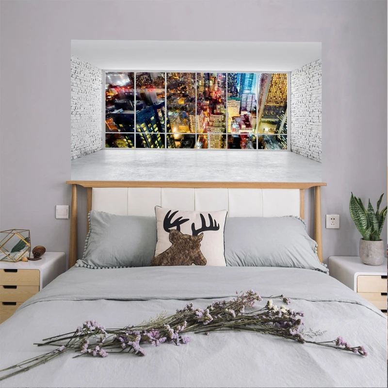 

City 3D Headboard Wall Decal Art Vinyl Bedside Sticker Removable Mural Bedroom L69B