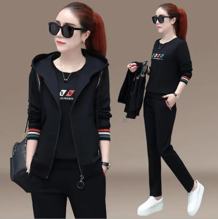 

Fashion autumn Women's tracksuit women coat+pants+hoodie 3 piece set sport suit for Woman tracksuit Sportswear chandal mujer