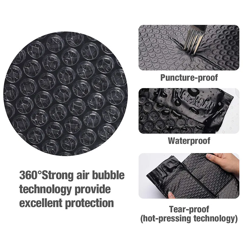 

100 Pieces of 18 X 16 + 4CM Black Bubble Mail Longer Mail Bag Express Bag Waterproof Bubble Bag