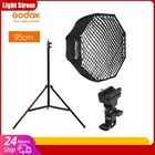 Портативный восьмиугольный софтбокс Godox 95 см 37,5 дюйма с сотовой сеткой, подставка светильник, кронштейн держателя горячего башмака для вспышки