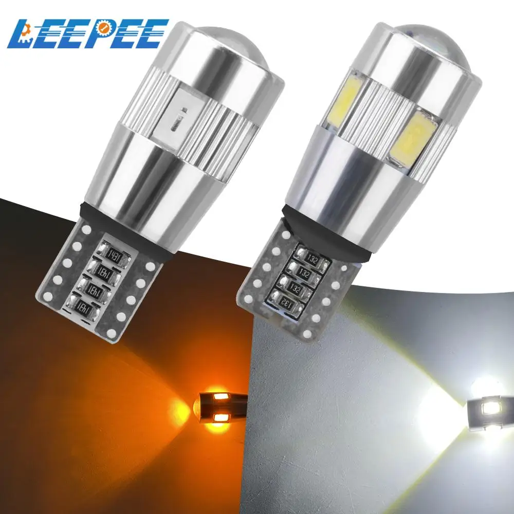

Auto Claerance Wedge Side Reverse Lamps 2pcs 5630 6SMD T10 W5W LED Signal Light Car 5W5 LED Bulb Canbus 12V 6000K