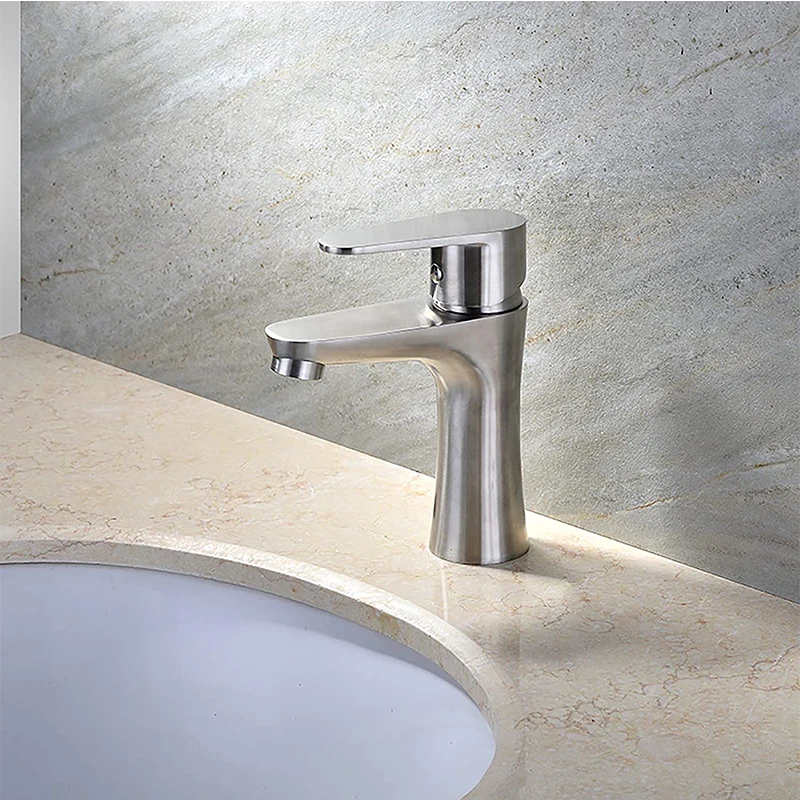 QUEEXU Bathroom Sink Faucet Single Handle Brushed Nickel Basin Mixer Tap for Hot and Cold Water Commercial Stainless | Обустройство