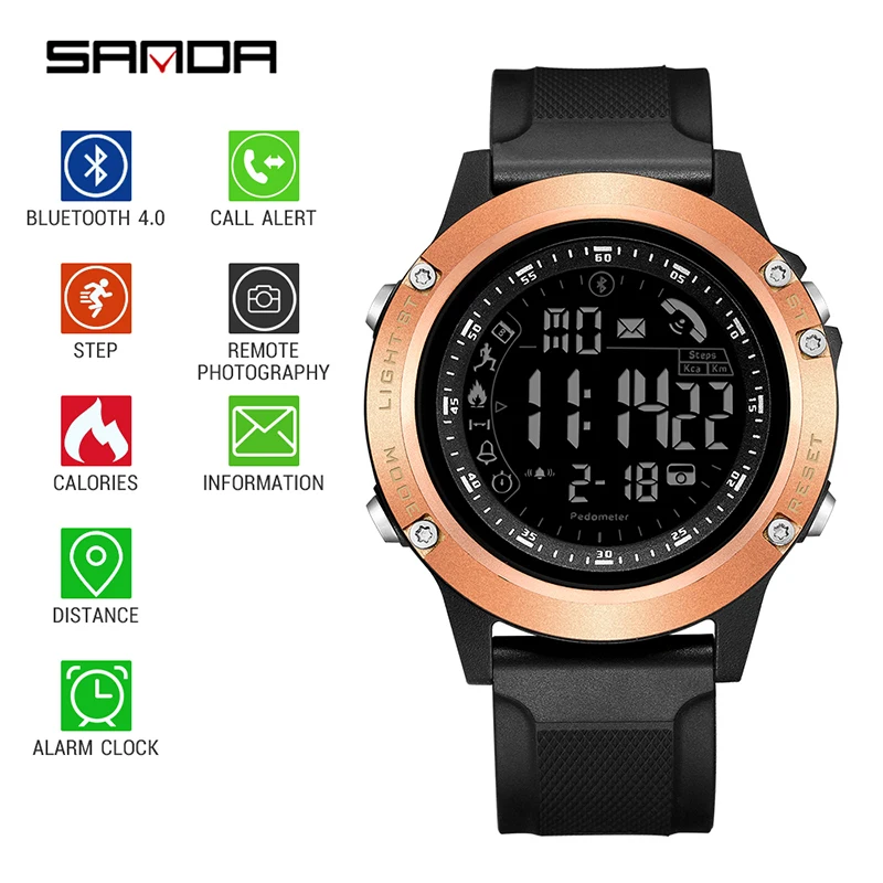 

Sanda New Electronic Watch Men's Student Multi-function Waterproof Step Counter Smart Sports Watch for Male Reloj inteligente