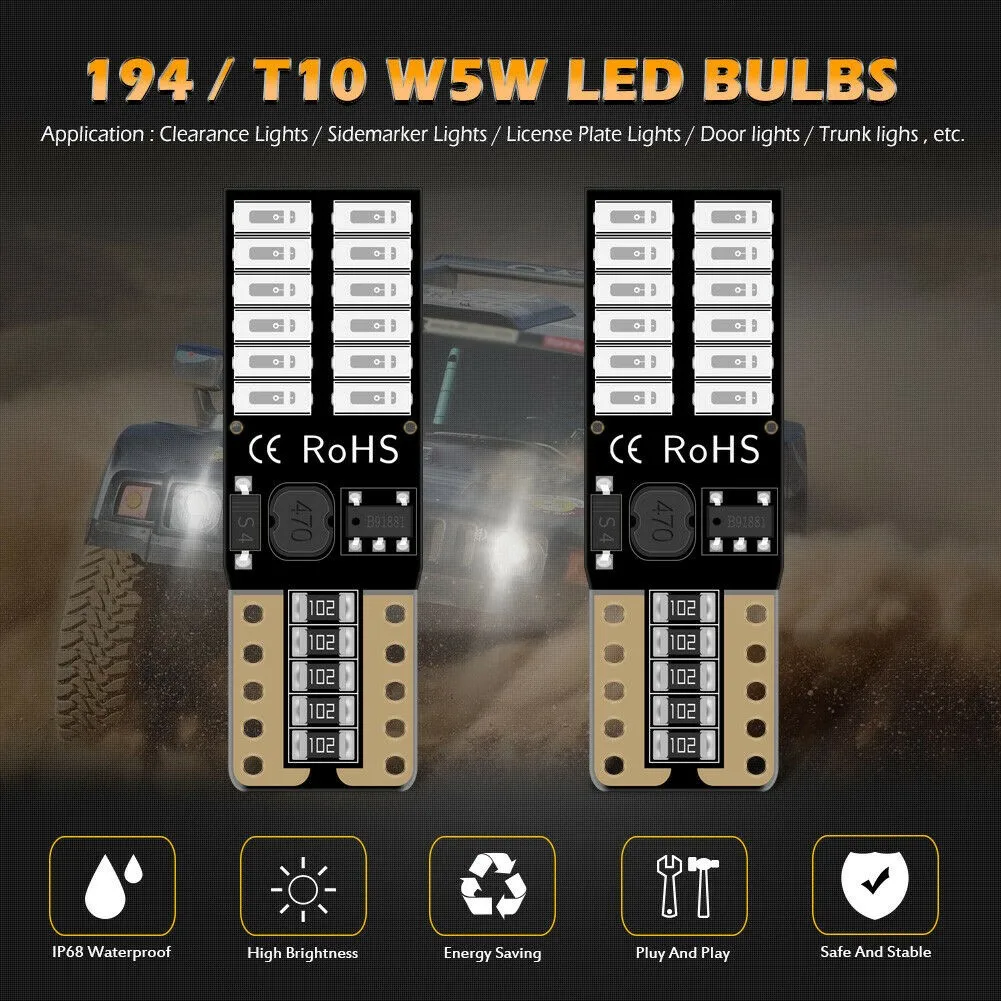

2825 Car Bulb SMD 2pcs Side 4014 501 5W Wedge 800LM Blue 12V-24V Light