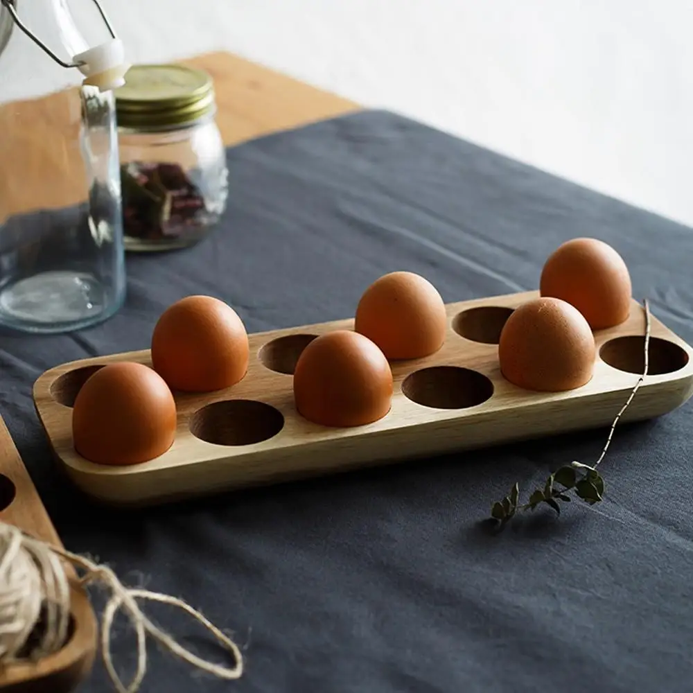 

Кухонные контейнеры из дерева акации, двухрядный ящик для хранения яиц, Бытовой Холодильник, полка для яиц, Кухонный Контейнер для хранения ...