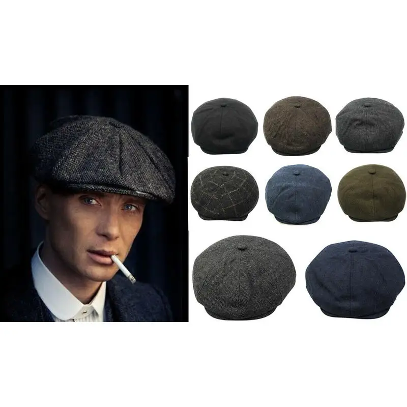 Мужская Осенняя винтажная Кепка в восьмиугольном стиле плоская кепка елочку