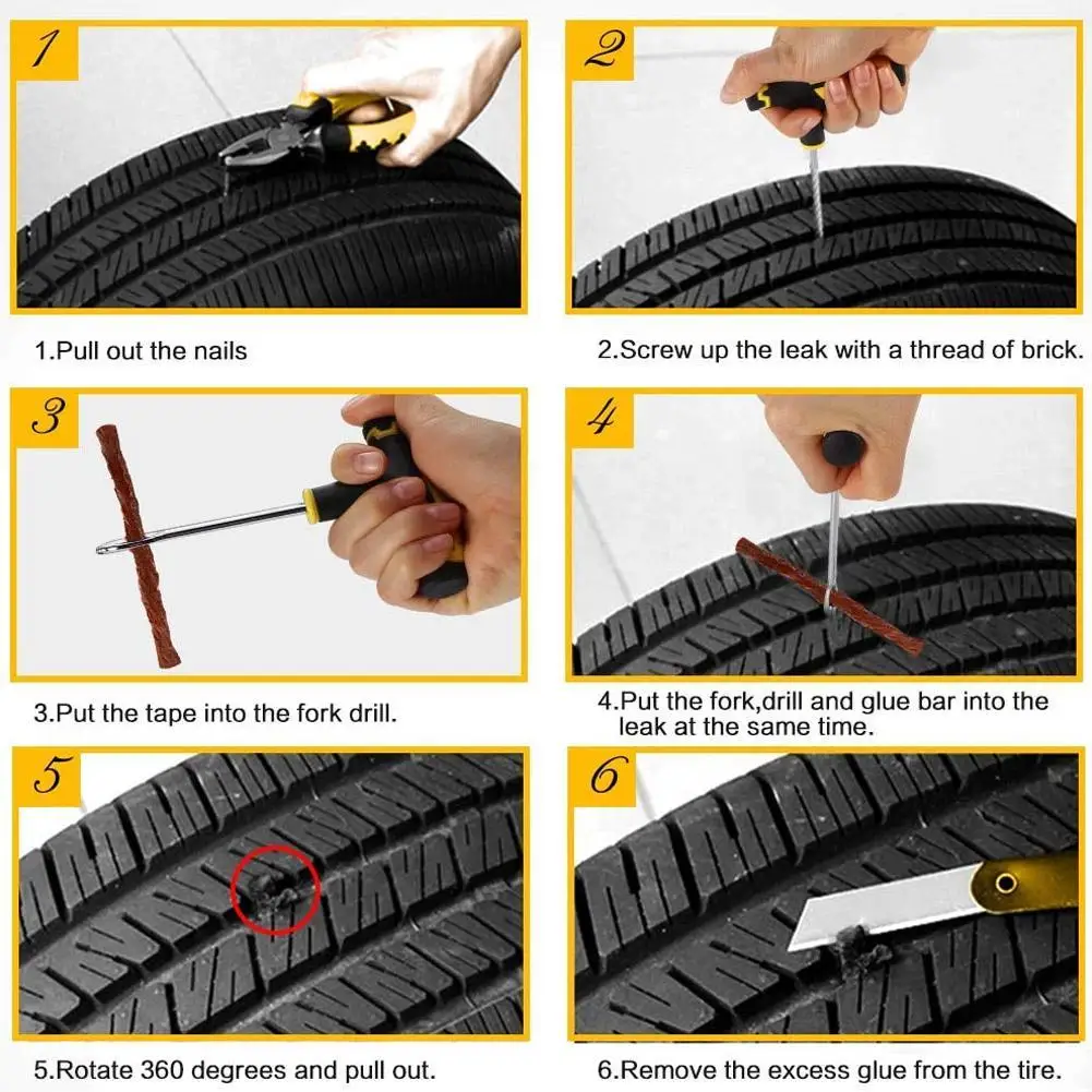 

Car Tire Repair Tool Kit Studding Tool Repair Tool Puncture Plug Kit Bike Accessories Auto Tyre Tubeless Set Auto P3M4