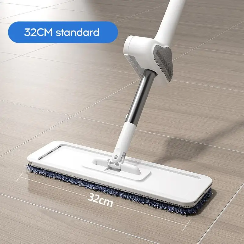 

Household Lazy Flat Mop With Replacement Cloth Wet Dry Cleaning Cloth Home Kitchen Wooden Floor Cleaner