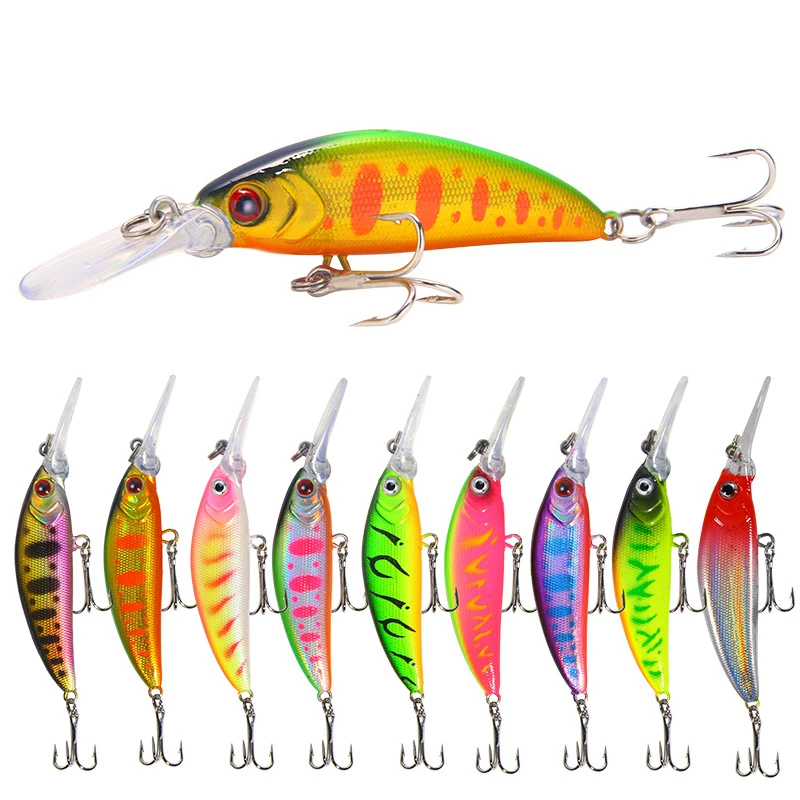 

1 Pcs 7cm 6g Topwater Wobbler 3D Eyes Fishing Lure Minnow Hard Bait 2 Fish Hooks Crankbait Floating Fishing Tackle