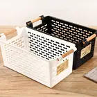 Многофункциональная полая корзина штабелируемые коробки для хранения, корзина для хранения с ручками, настольная коробка для мелочей и косметики