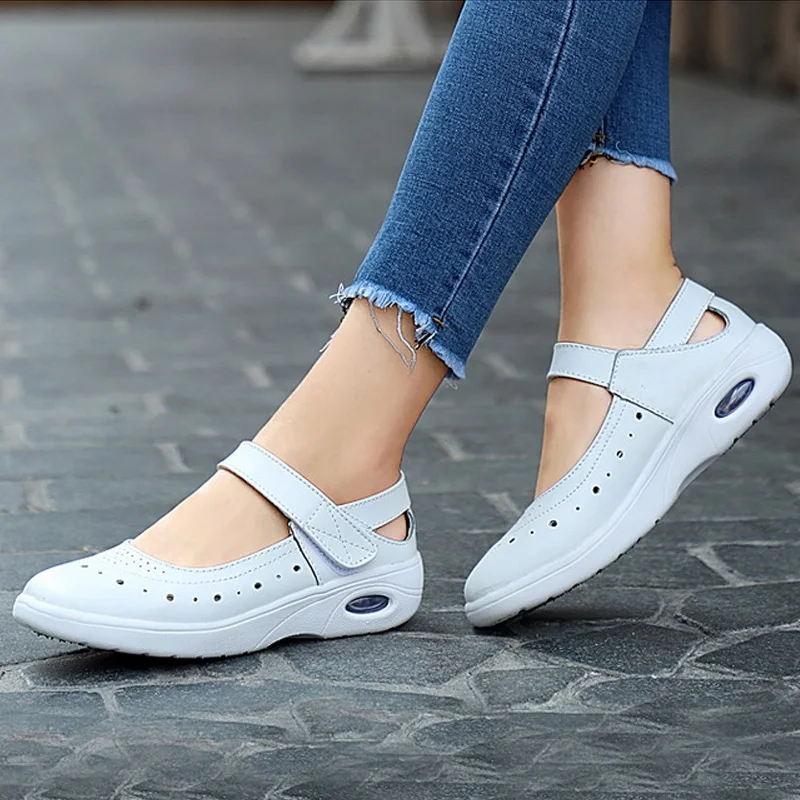 Туфли женские кожаные удобные плоская подошва Повседневная летняя обувь