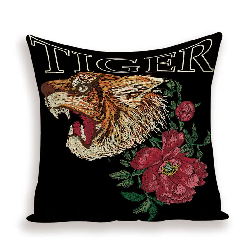 Скандинавский стиль тигр Лев наволочка украшение для дома змея черные жесткие
