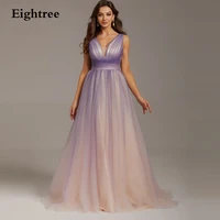 eightree gradient light purple a line sleeveless evening dress 2022 v neck long formal party night gowns vestidos de festa