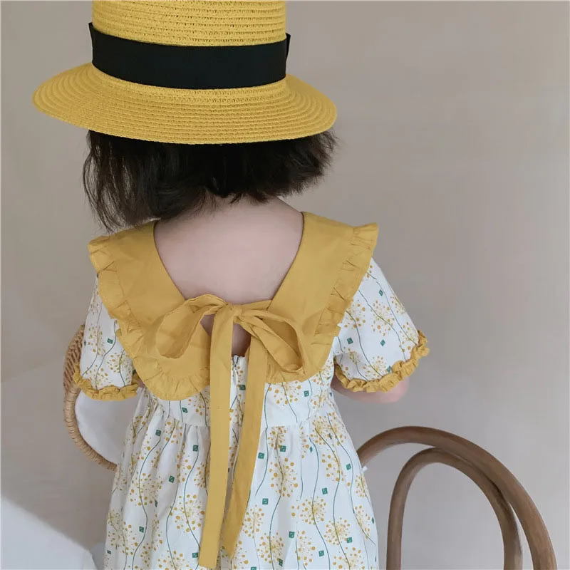 

Summer Baby Girls Short Sleeve Floral Backless Dresses Kids Baby Girl Princess Dress Clothing Kids Casual Fashion Girls Dress