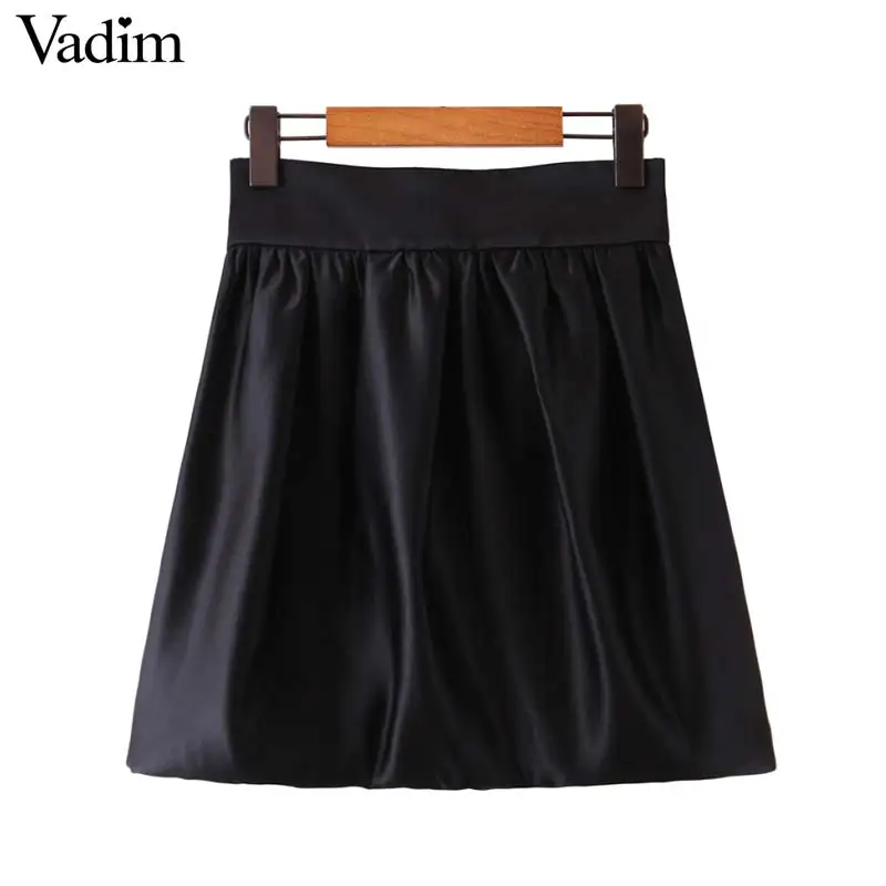 Vadim Женская Базовая черная мини юбка с молнией сзади юбки бутоны Европейский