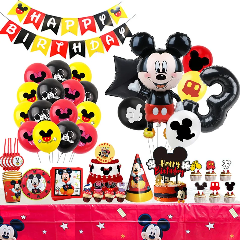 Décorations Mickey Mouse pour fête d'anniversaire  ballons pour enfants  vaisselle jetable