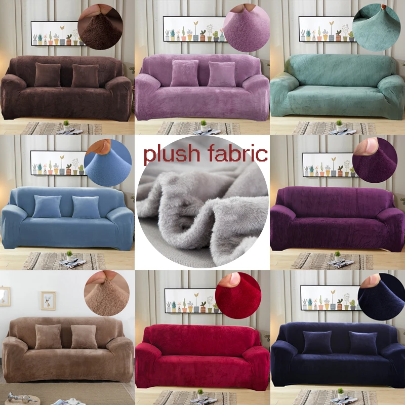 

plush thick sofa cover elastic for living room couch cover velvet dust-proof for pets slipcovers all-inclusive sectional sofa