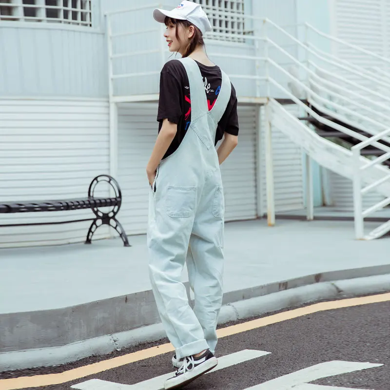 Бесплатная доставка 2021 модный светильник синий джинсовый комбинезон свободного