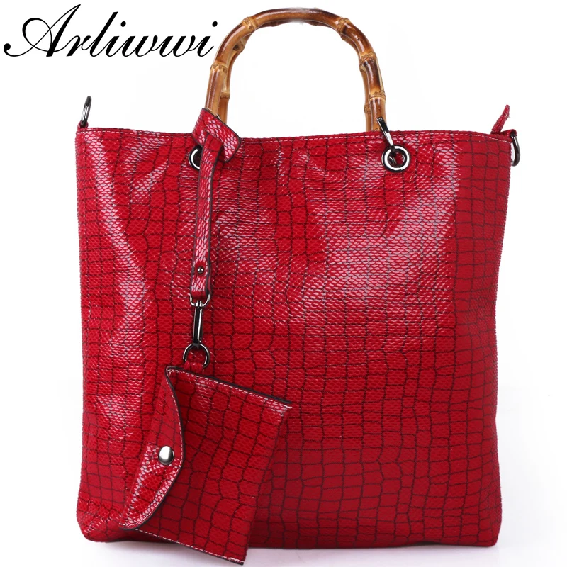 Женская сумка шоппер Arliwwi стильная мессенджер из бамбука с тиснением и цветочным