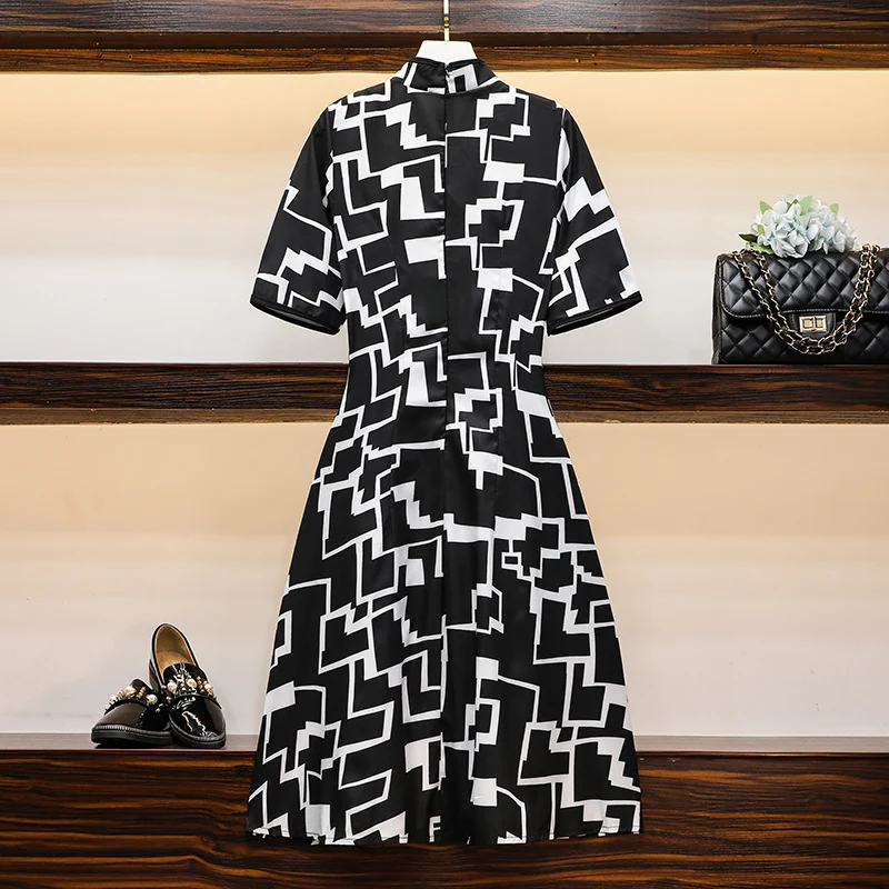 M-4XL размера плюс с коротким рукавом летние платья Cheongsam винтажные китайские