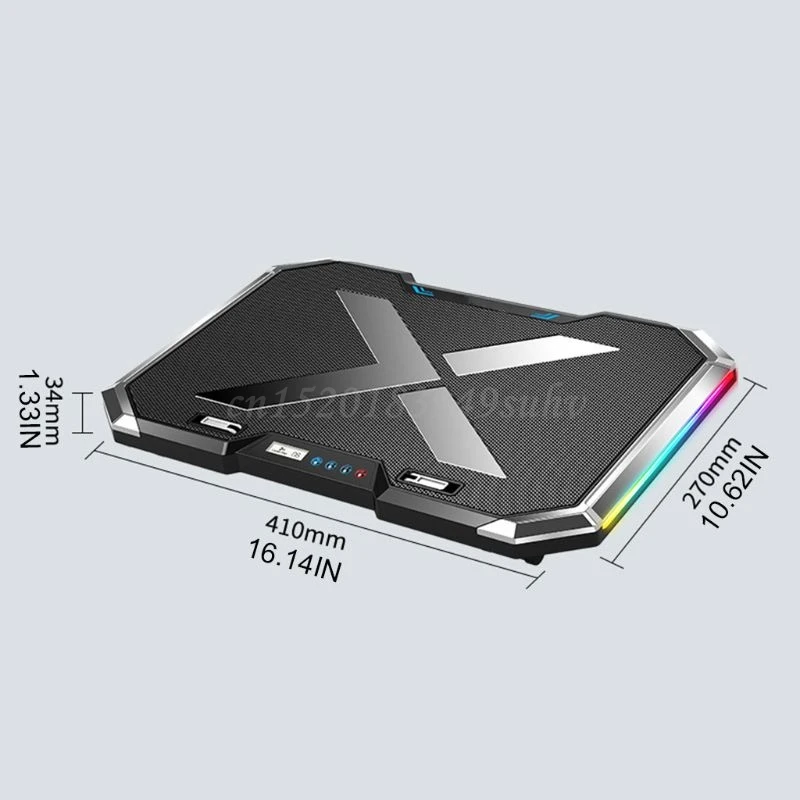 

18 Inch Gaming Laptop Cooler Height Adjustable 6 Fans LCD Display Key Control LED Indicator 2 USB Notebook Cooling Pad