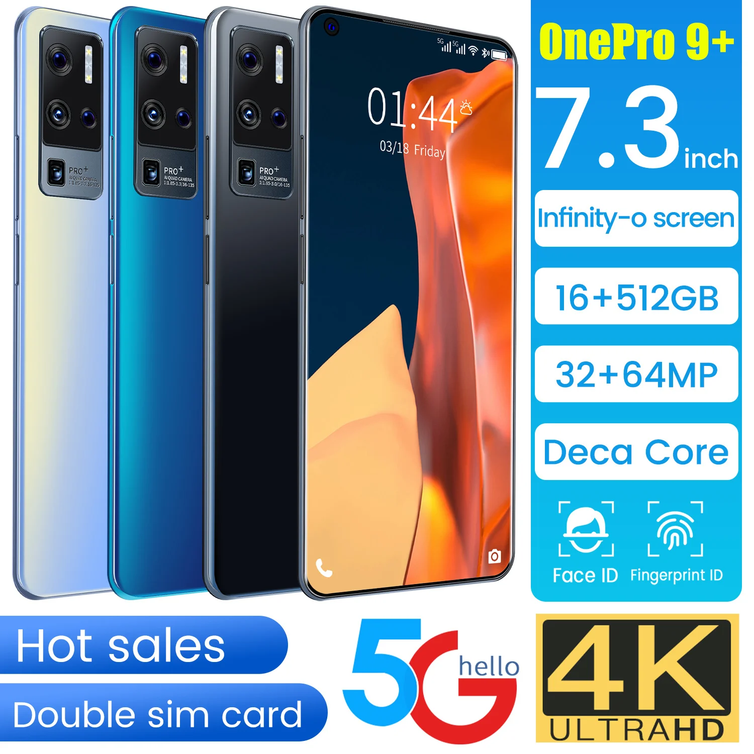 

2021 New 7.3-inch Left Digging Screen 5G Smartphone with 16GB+512GB Large Memory for Oneplus 9 Pro Huawei Samsung Mobile Phone