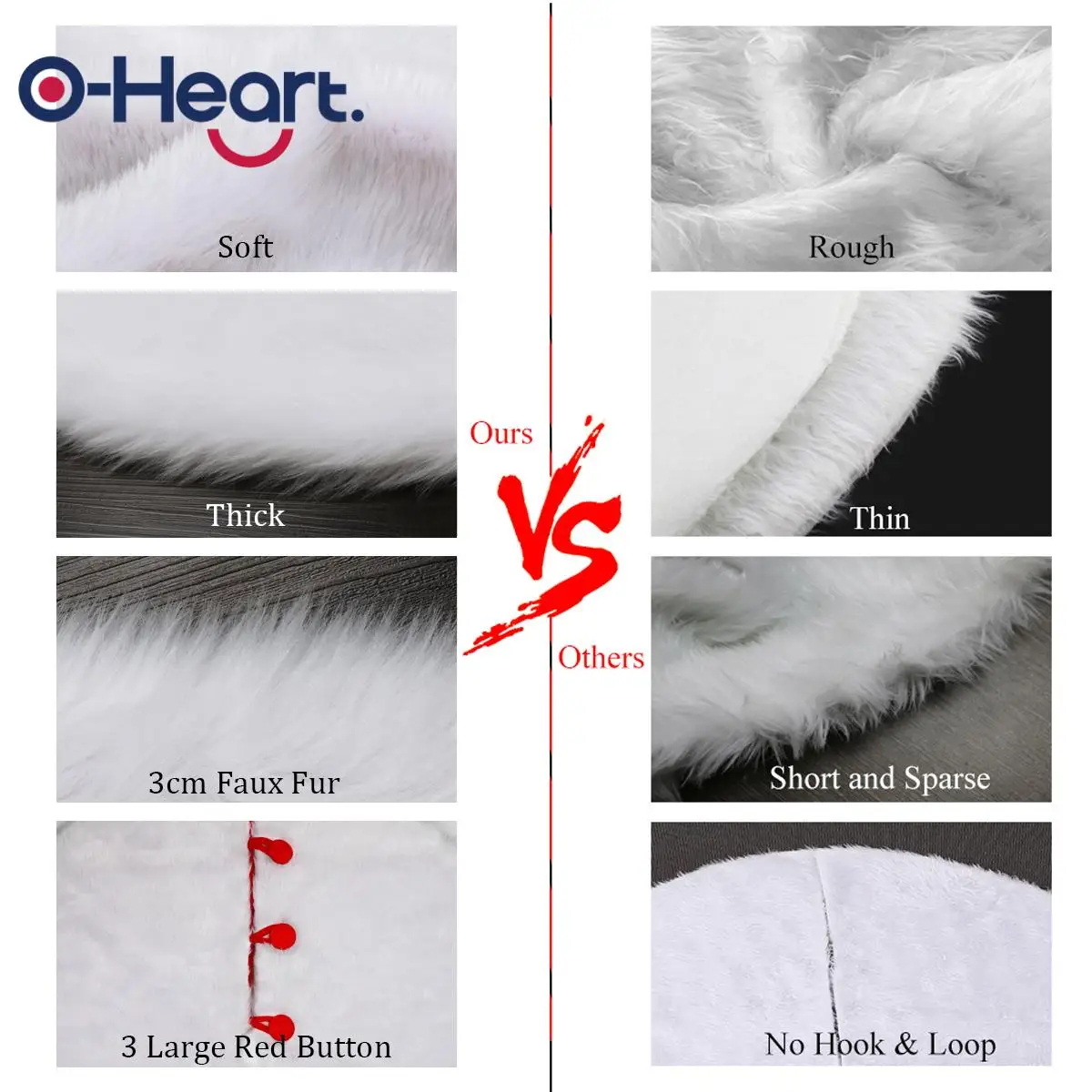 OHEART 122 см Роскошный белый плюш Рождественская елка юбка искусственный мех коврик