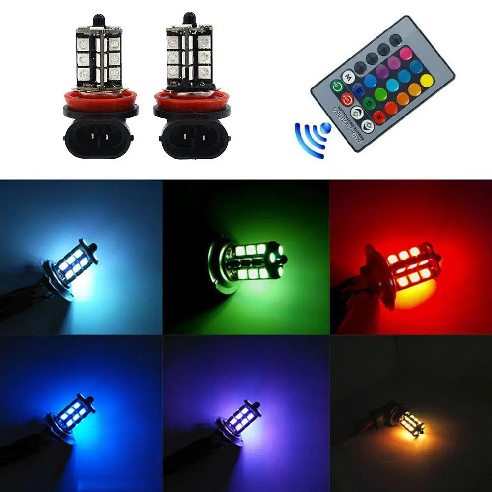 

LED Colorful Fog Light H7 H8 H11 9005/9006RGB Car HeadLight Dulb Car Running Light Control Remote Flashing Lamp With V5M4