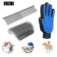 3 in 1 pet bath grooming set corner brush comb glove hair remover brush for pet massage deshedding cleaning pet supplies