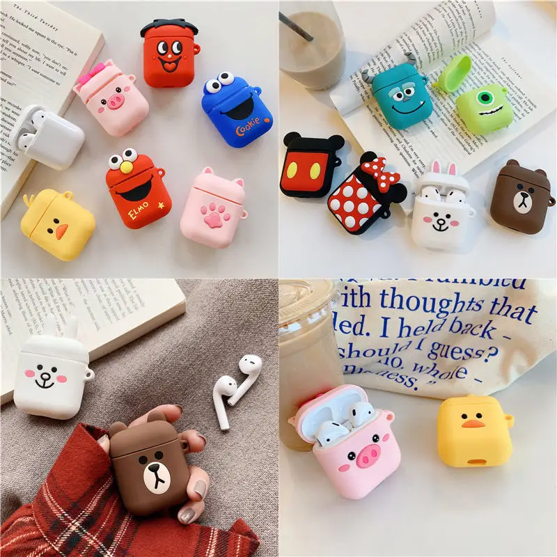 Чехол для наушников Bluetooth Airpods 2 аксессуары защитный чехол милый мультяшный
