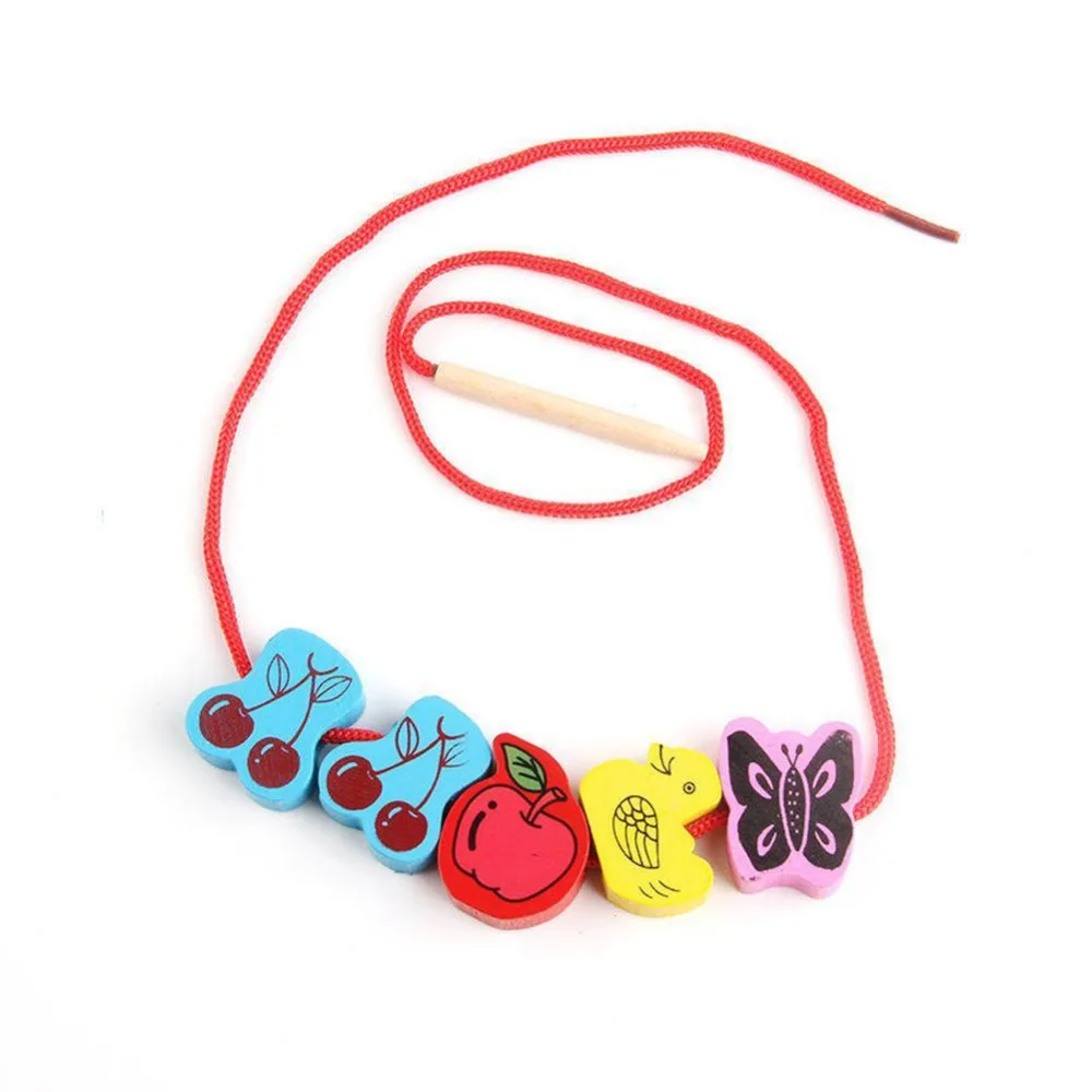 1 Набор интересные деревянные бусины на шнуровке животные нанизывающие игровые