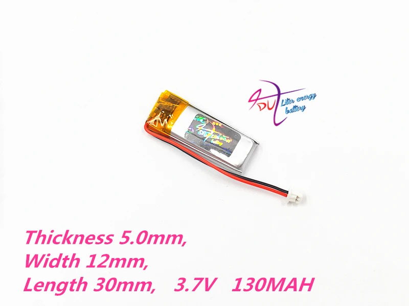JST 1.5mm 2pin 3.7V 130mAh 501230 Lithium Polymer Li-Po Rechargeable Battery with For Mp3 GPS bluetooth headphone headset | Электроника