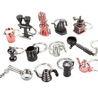 creative 3d coffee machine series keychain mini moka pot metal key holder coffee cup appliance keyring packbag clothing pendant