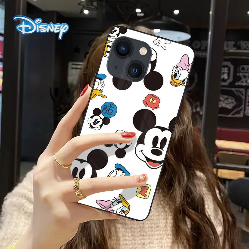 

Disney Mickey Cartoon Phone Case for iPhone 13 12 11 Pro Max X XR 7 8 Plus SE Cute Couples Anti-Fall Cellphone Protective Covers